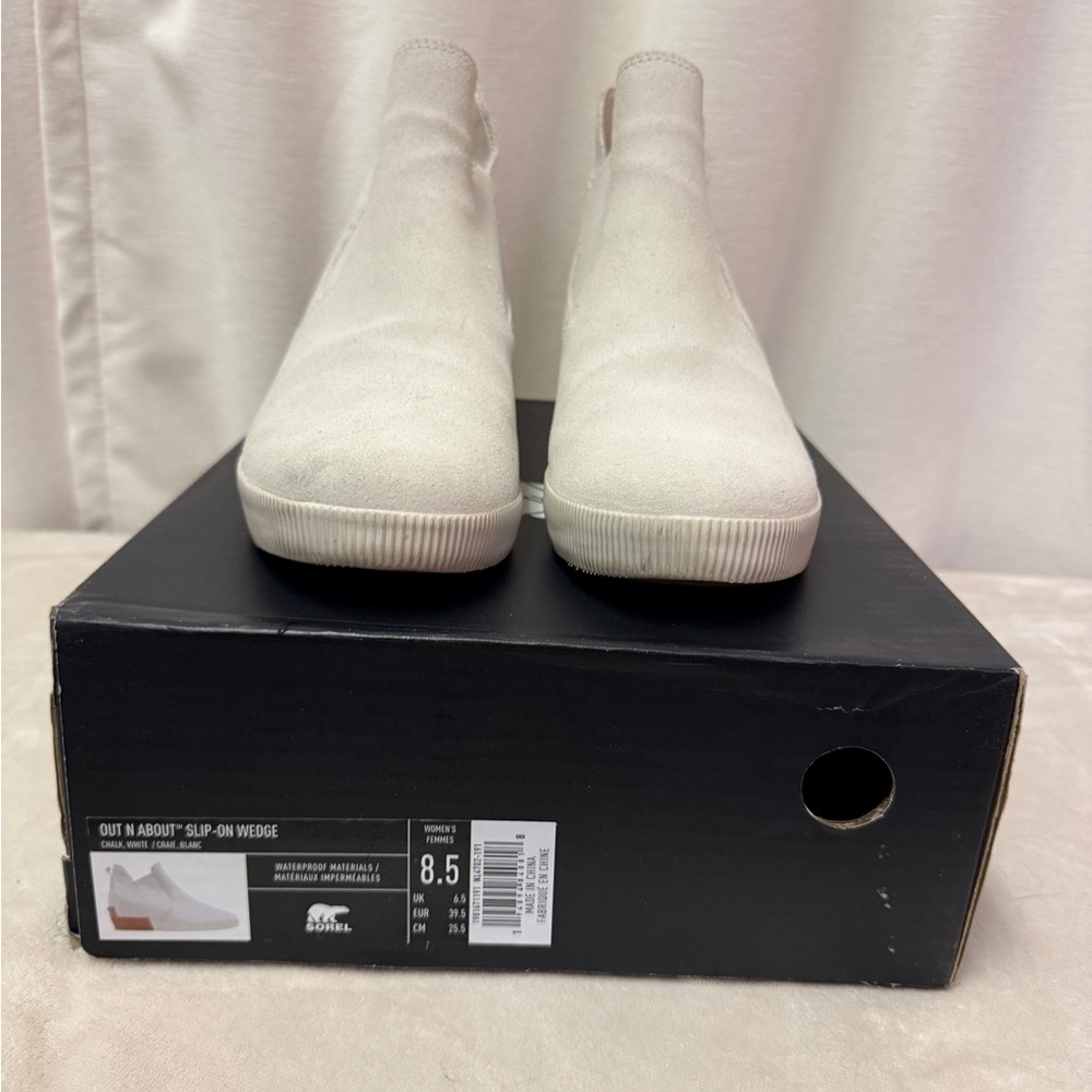 SOREL White Slip-On Wedge Sneakers